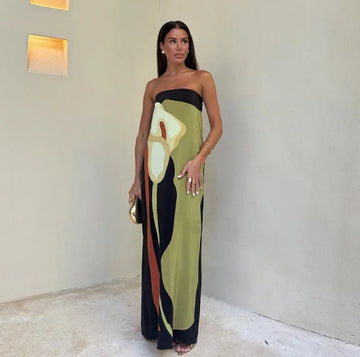 Women's Avocado Print Strapless Sundress