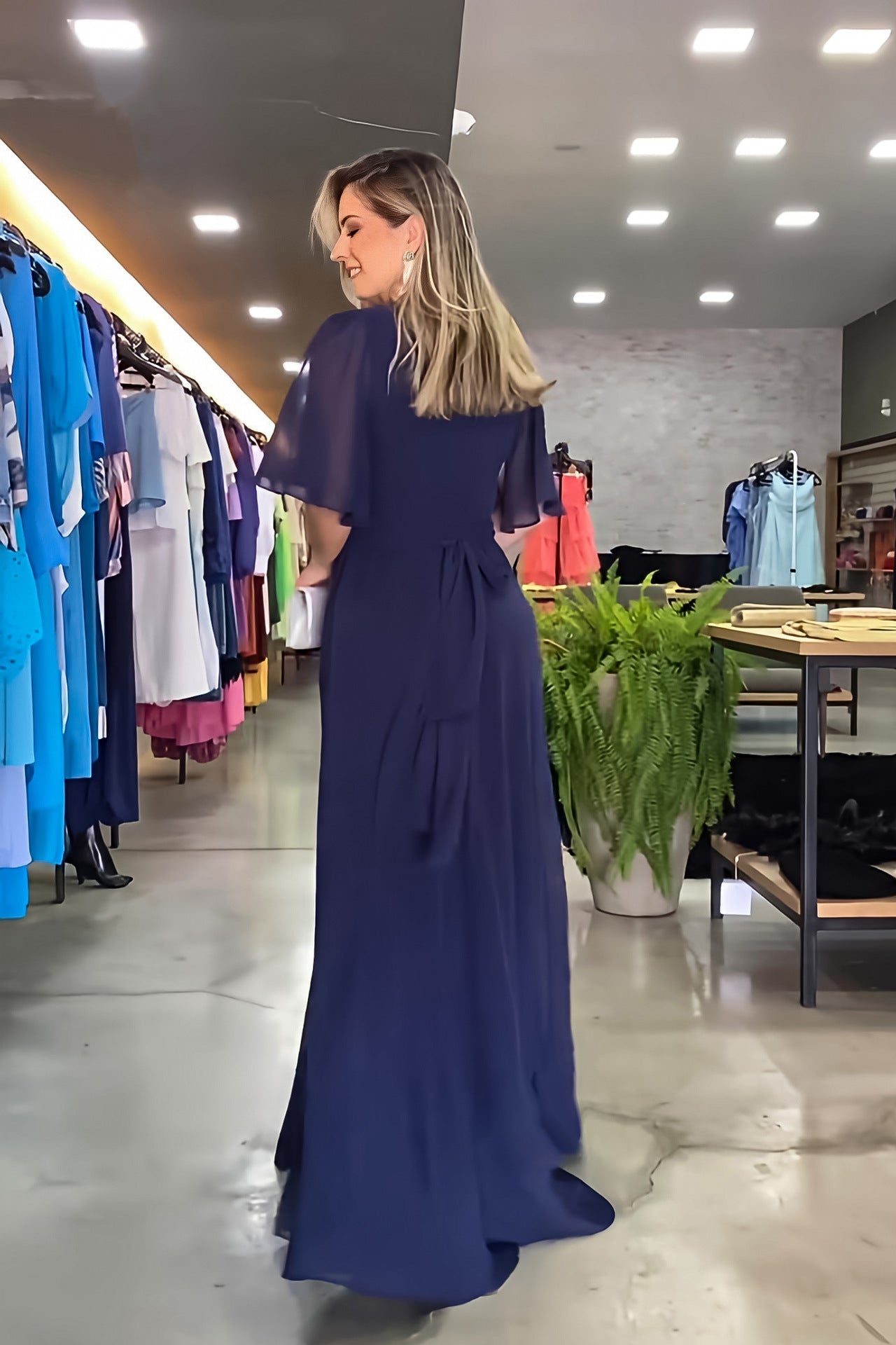 Fashion Chiffon V Neck Long Maxi Dresses-Dresses-Free Shipping at meselling99