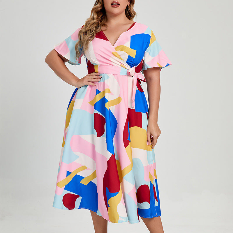 Summer Short Sleeves Plus Sizes Dresses-Dresses-A-L-Free Shipping at meselling99