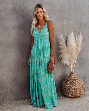 Women's Casual Leopard Print Green Dress