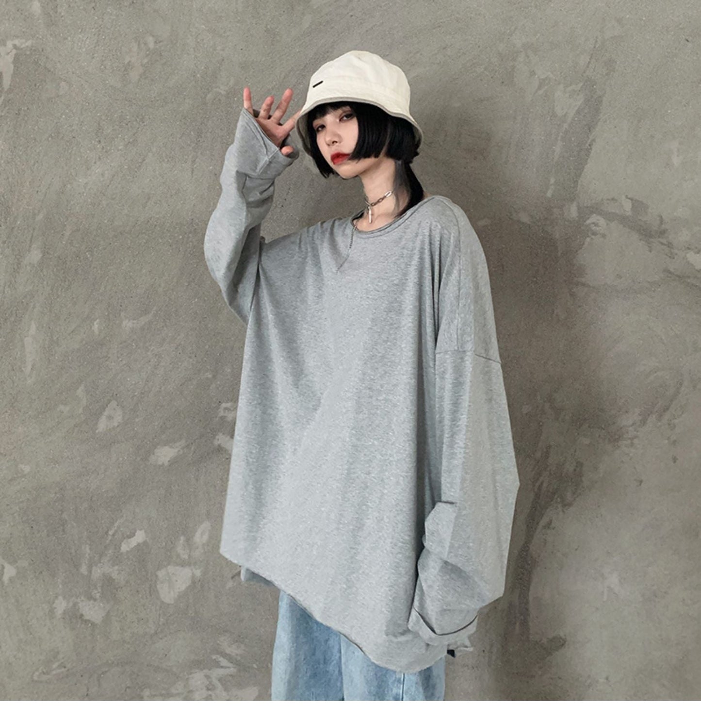 Leisure Loose Black&Gray Sweaters-STYLEGOING