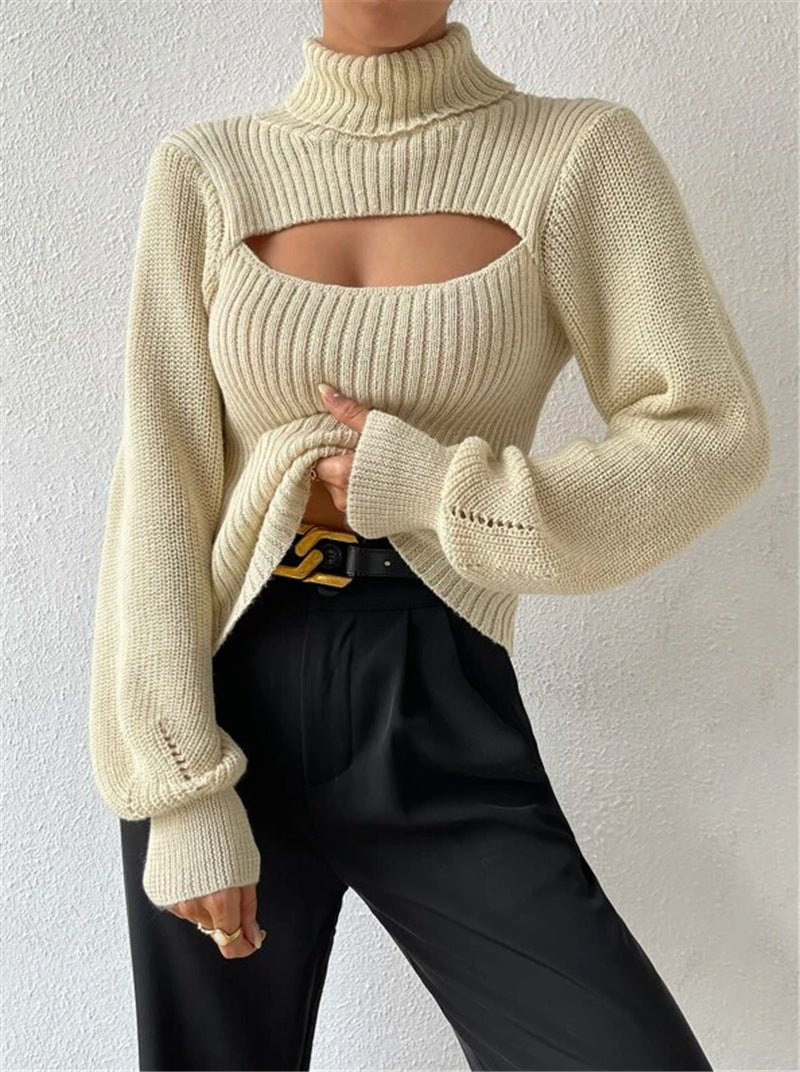 Sexy High Neck Short Knitted Sweaters