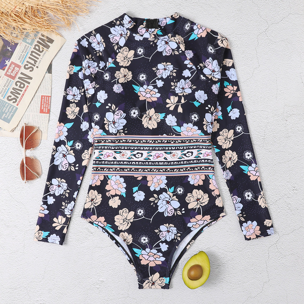 Women Long Sleeves Floral Print Surf Wear