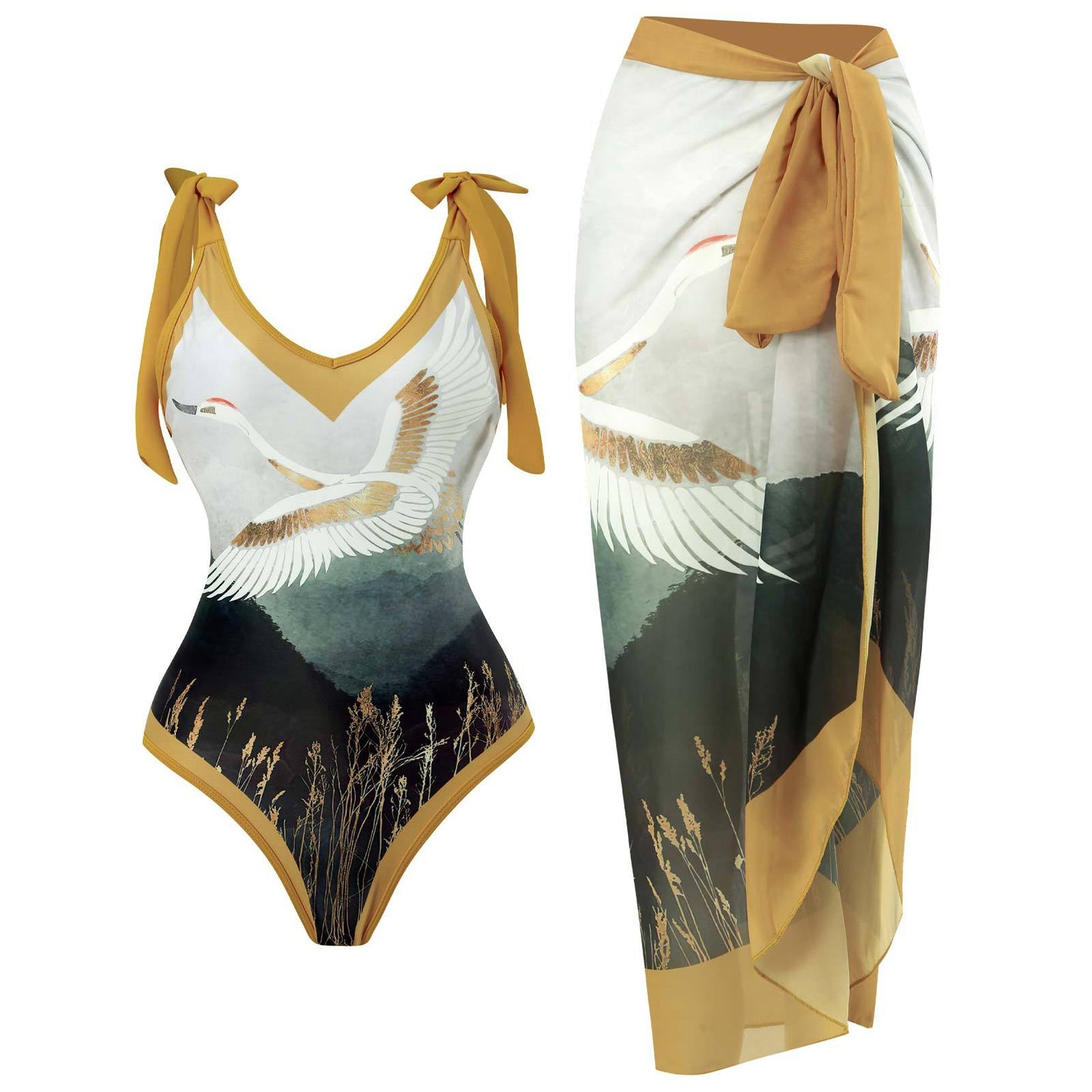 Women's One-Piece Swimsuit with Sun Protection Cover-Up