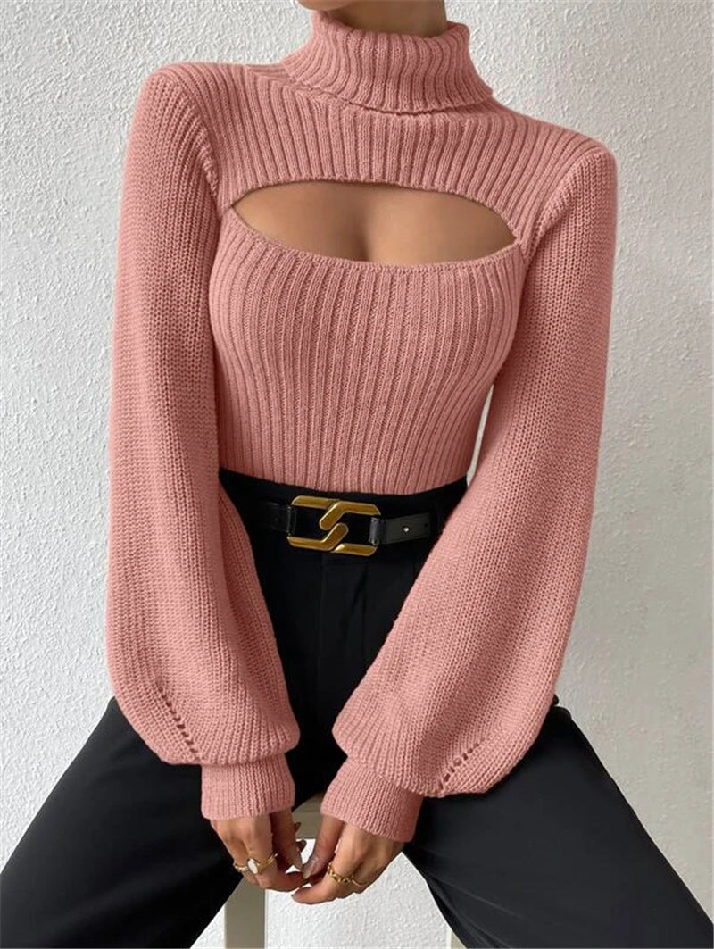 Sexy High Neck Short Knitted Sweaters