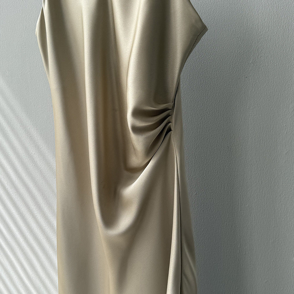 Satin Slip Dress – Elegant A-Line Maxi Dress with Adjustable Straps