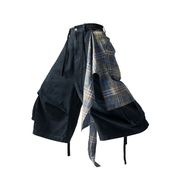 RELABEL Detachable Frill Tie-Detail Washed Denim Shorts - Distressed Blue Jeans