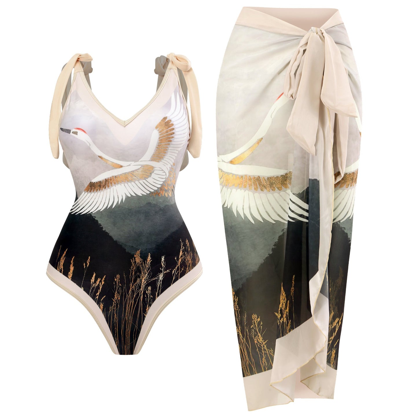 Women's One-Piece Swimsuit with Sun Protection Cover-Up