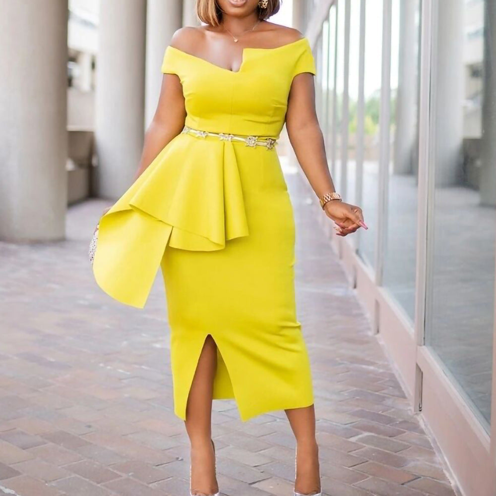 Fashion High Waist Plus Sizes Midi Party Dresses-Dresses-Free Shipping at meselling99