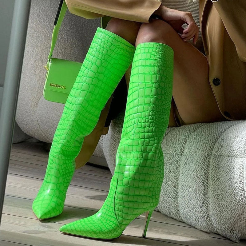 Fashion Peep Toe Crocodile Print Plus Sizes Women Boots
