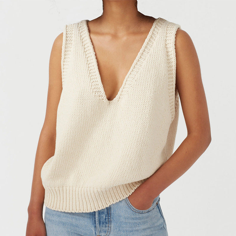Sexy V Neck Sleeveless Knitted Vest