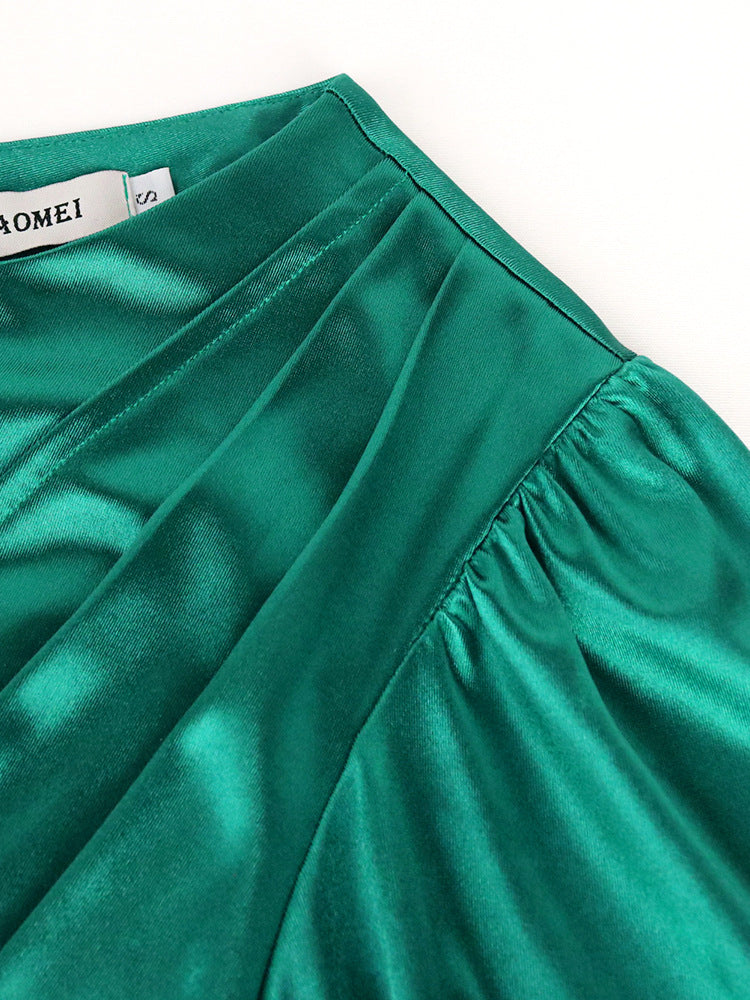 Designed One Shoulder Irregular Green Evening Party Dresses-Dresses-Free Shipping at meselling99