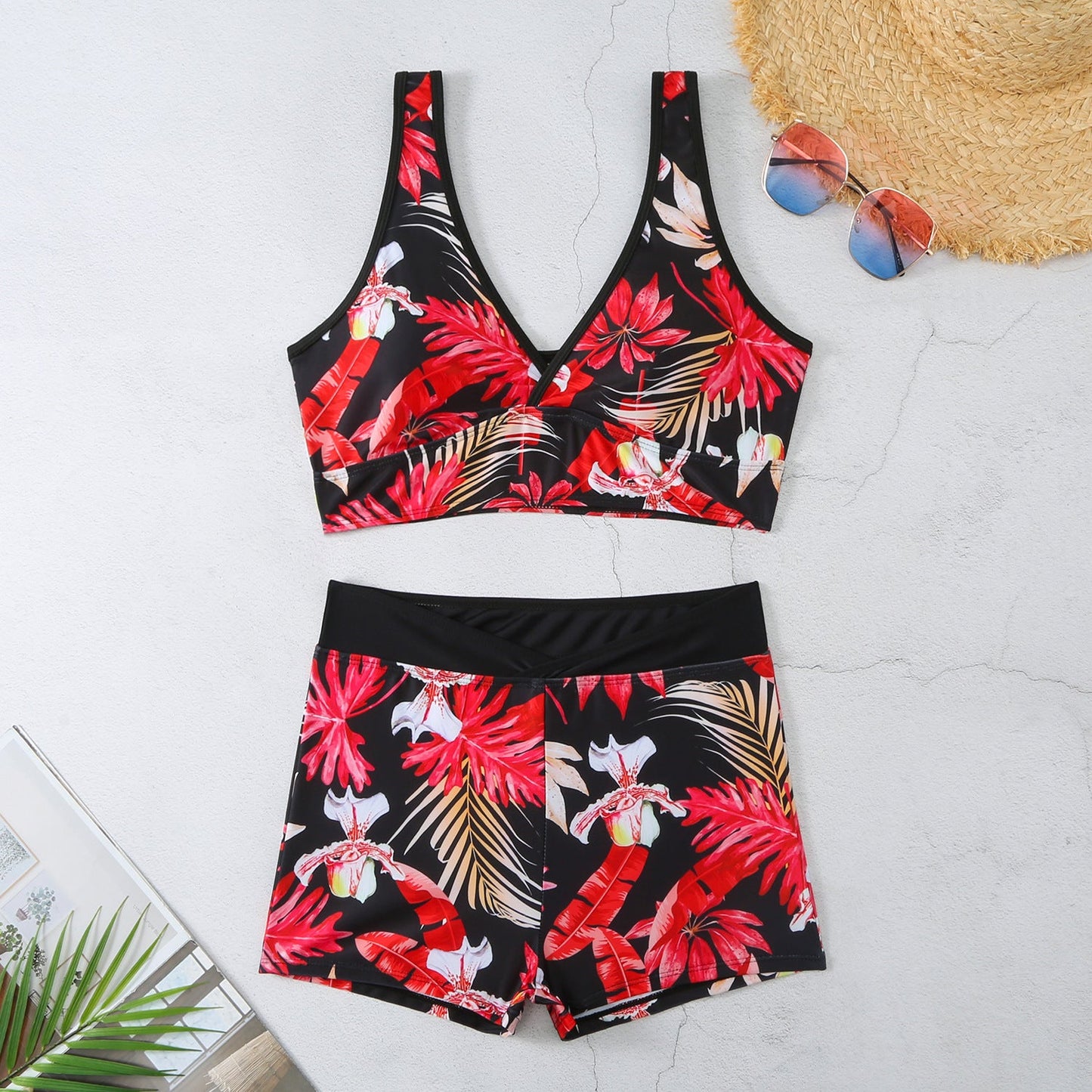 Sexy Floral Print Summer Boxer Swimsuits
