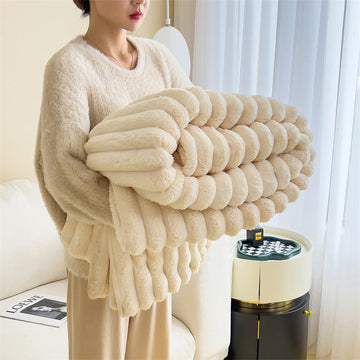 Plush Faux Rabbit Fur Blanket