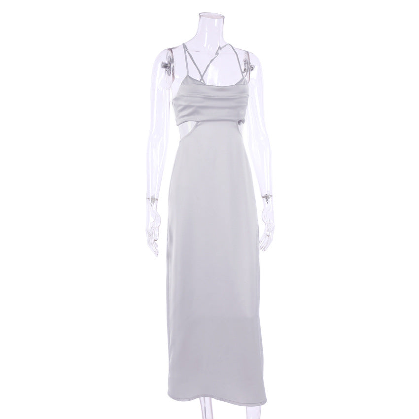 Sexy Satin Backless Long Sleeveless Party Dresses-Dresses-Free Shipping at meselling99
