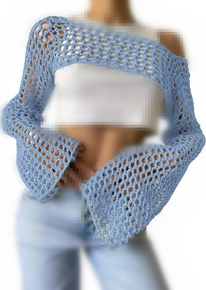 Sexy Hollow Knit Long Sleeves Top
