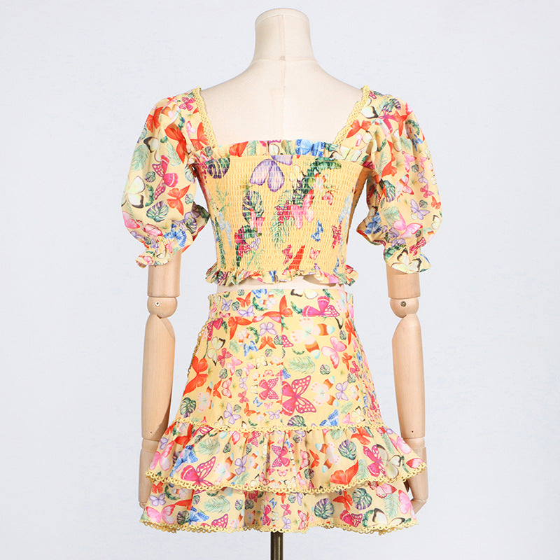 Summer Boho Vacation Style Top & Skirt Set