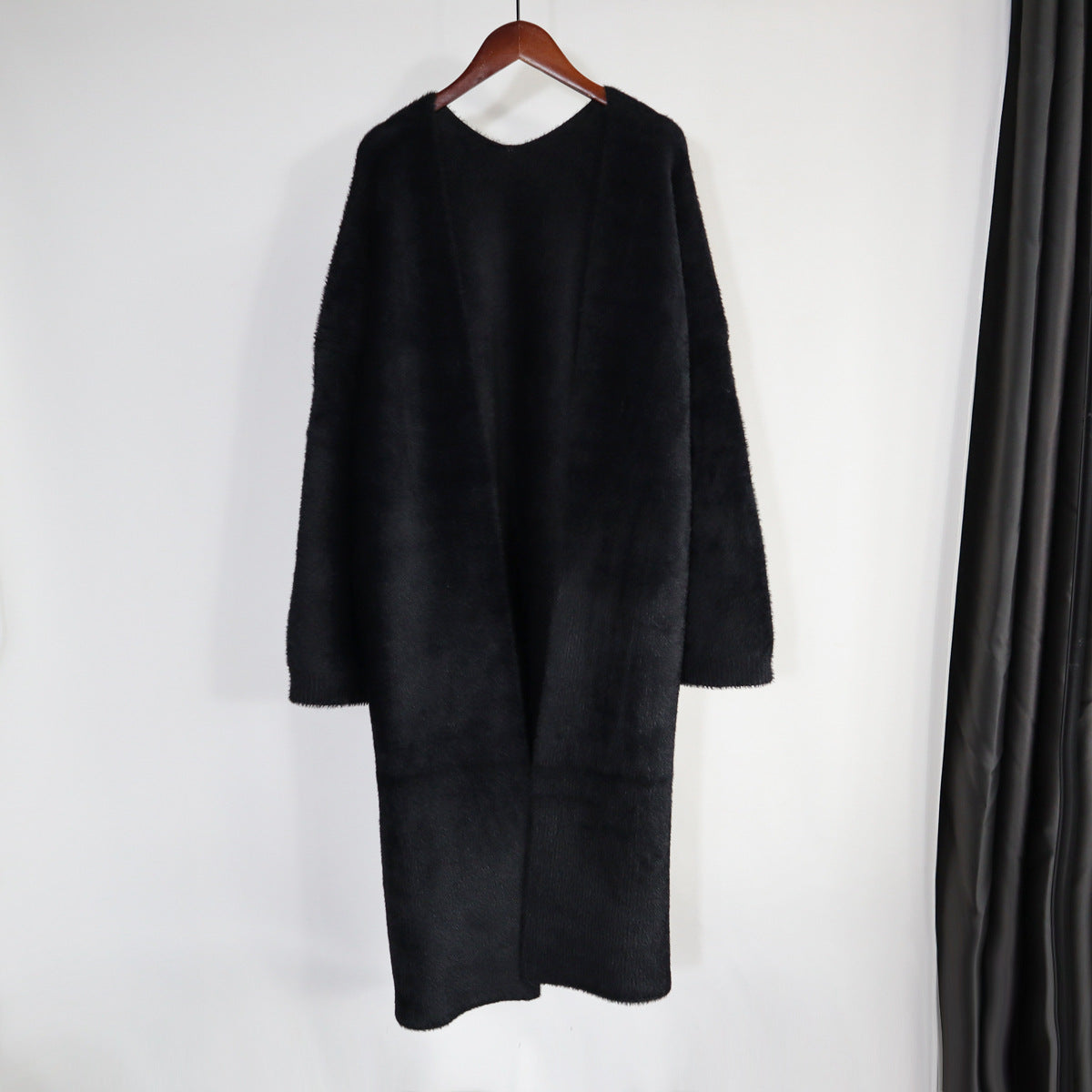Women's Long Loose Faux Mink Fur Knit Cardigan