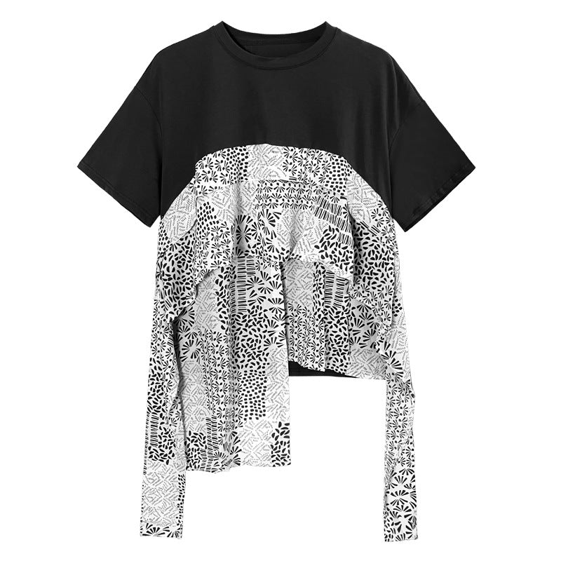 Vintage French Style Summer Chiffon Irregular Women Tops