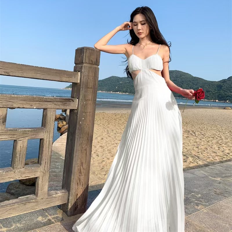 Luxury Dopamine Gown - Elegant Backless Maxi Dress with Designer Details