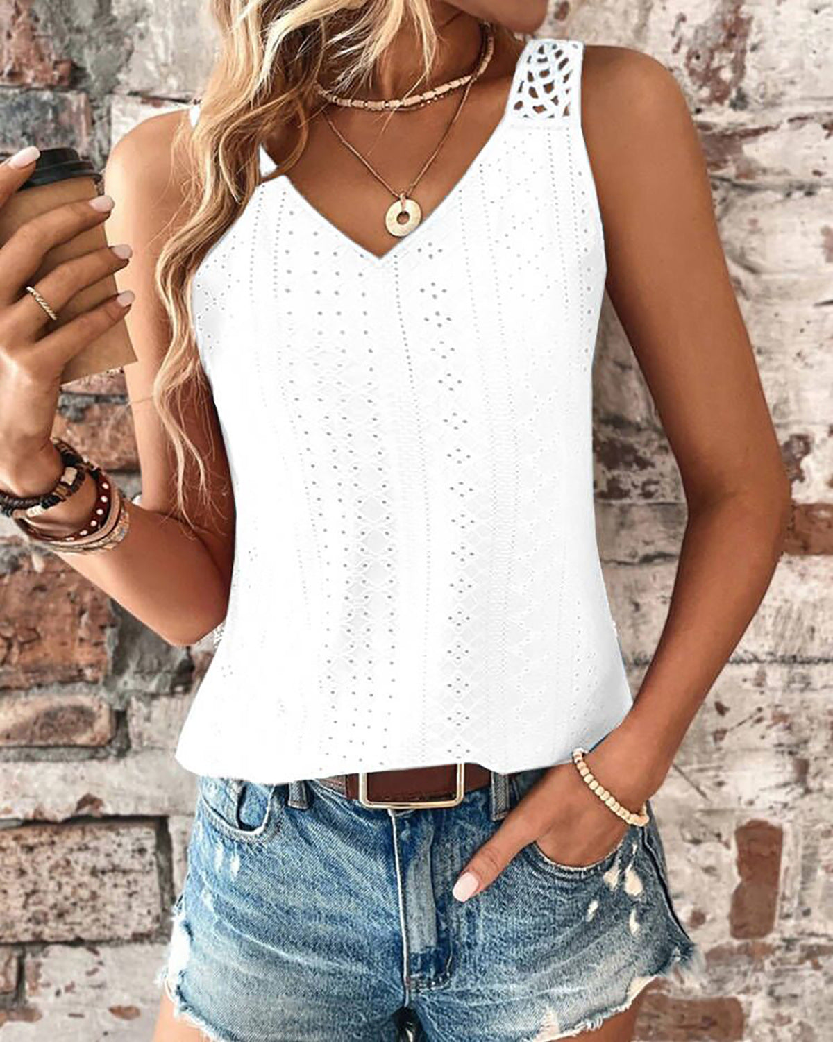 Summer Solid Color V-Neck Sleeveless T-Shirt – Breathable Loose Fit Casual Top