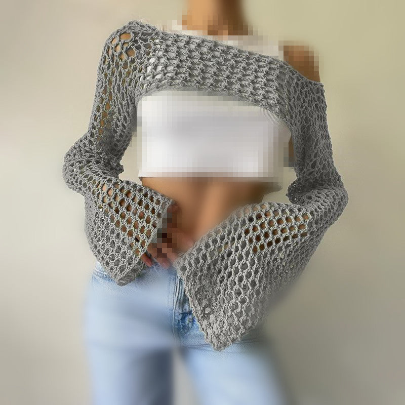 Sexy Hollow Knit Long Sleeves Top