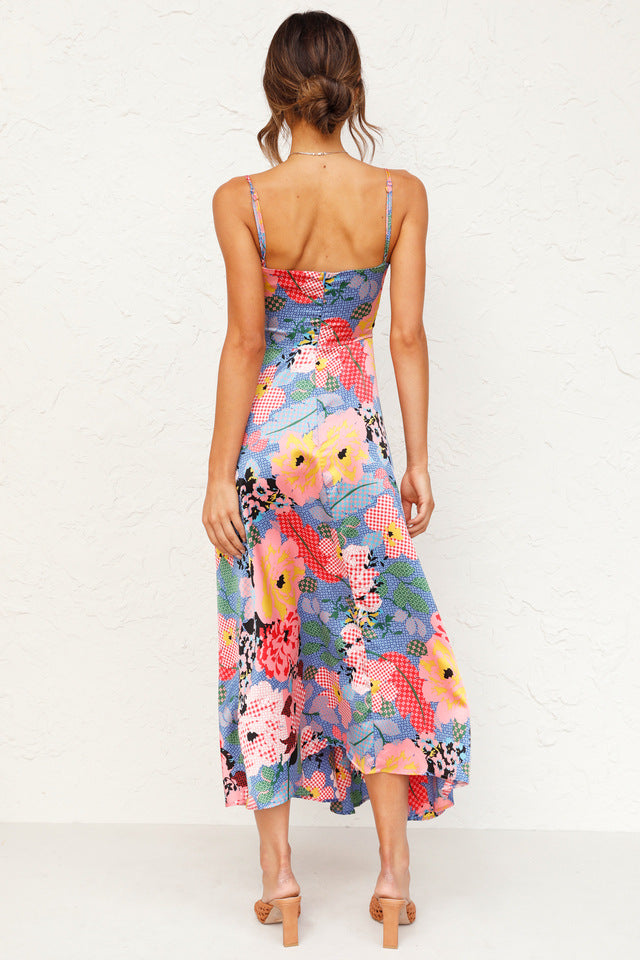 Sweety Summer Floral Print Sleeves Long Dresses-Dresses-Free Shipping at meselling99