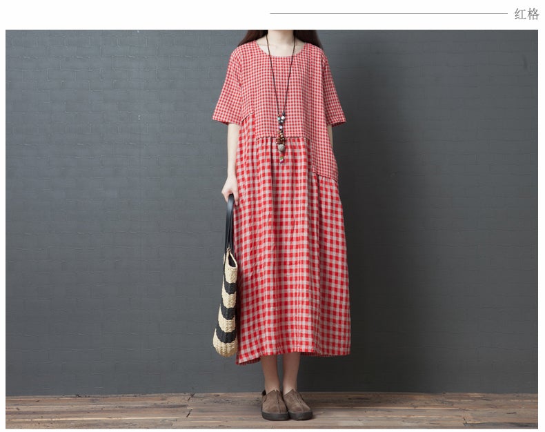 Vintage Plus Sizes Linen Long Dresses-Dresses-Free Shipping at meselling99