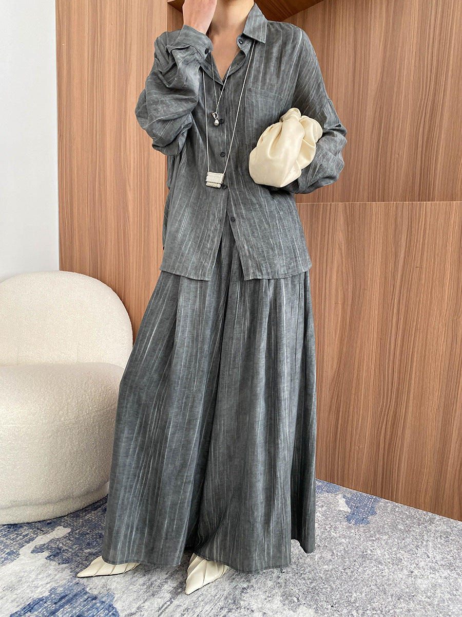 Tencel Lyocell Tie-Dye Relaxed Shirt & Culottes Two-Piece Set