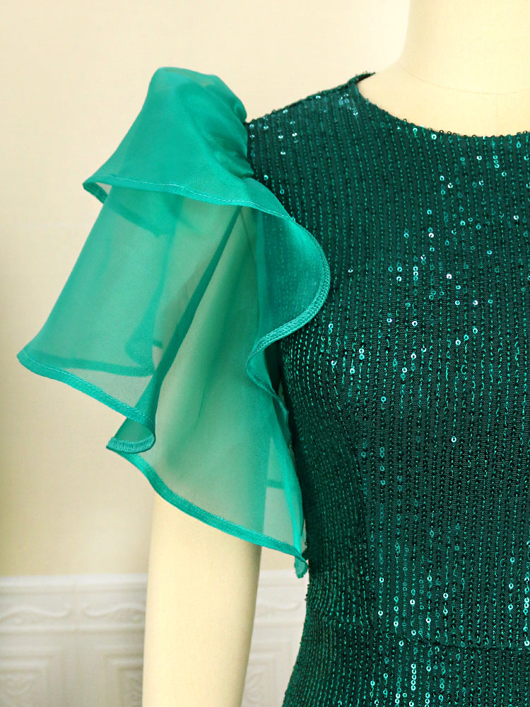 Sexy See Through Green Evening Party Dresses-Dresses-Free Shipping at meselling99