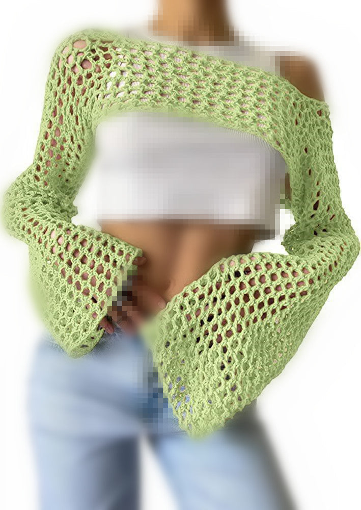 Sexy Hollow Knit Long Sleeves Top