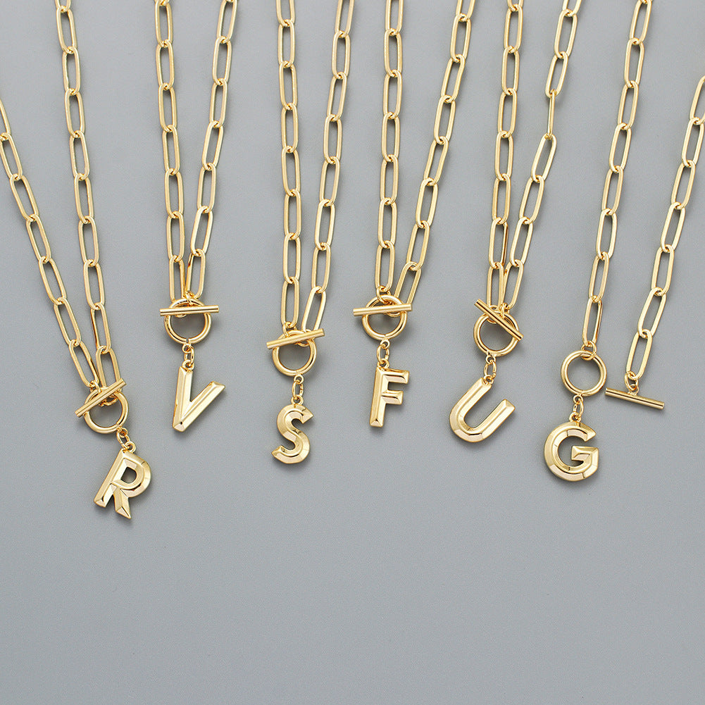 Bridesmaid Gifts Alphabet Necklace Golden Hip-hop Necklace 26 Letter Pendant Necklaces