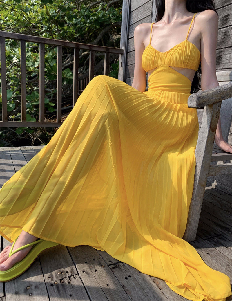 Luxury Dopamine Gown - Elegant Backless Maxi Dress with Designer Details