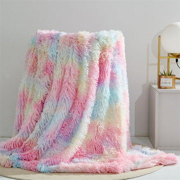 Mink Fur Blanket – Plush Long Hair Tie-Dye Throw Blanket