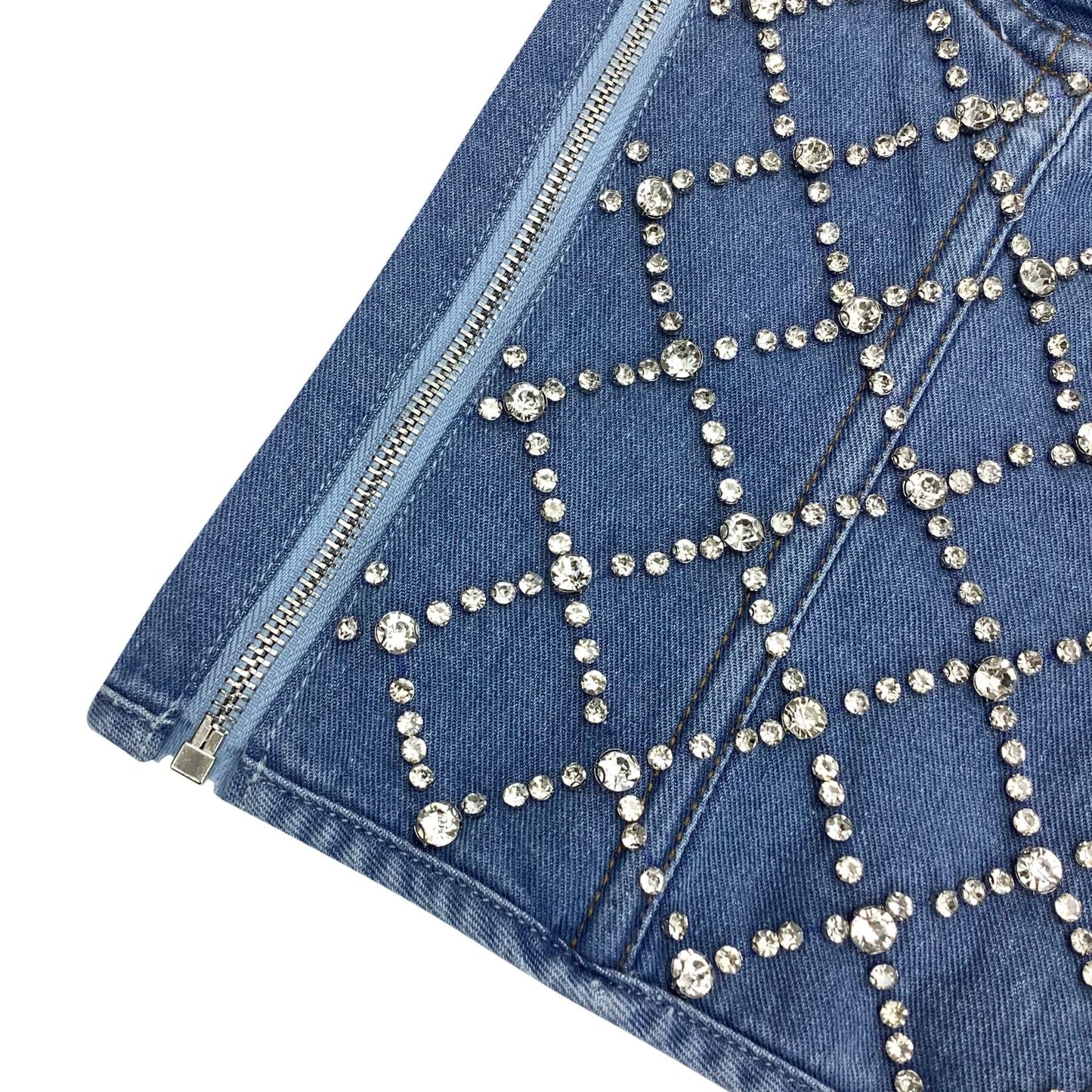 Vintage Diamond Studded Denim Corset Top