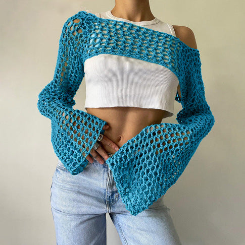 Sexy Hollow Knit Long Sleeves Top