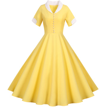 Retro Audrey Hepburn Style Summer Short Sleeve Dress