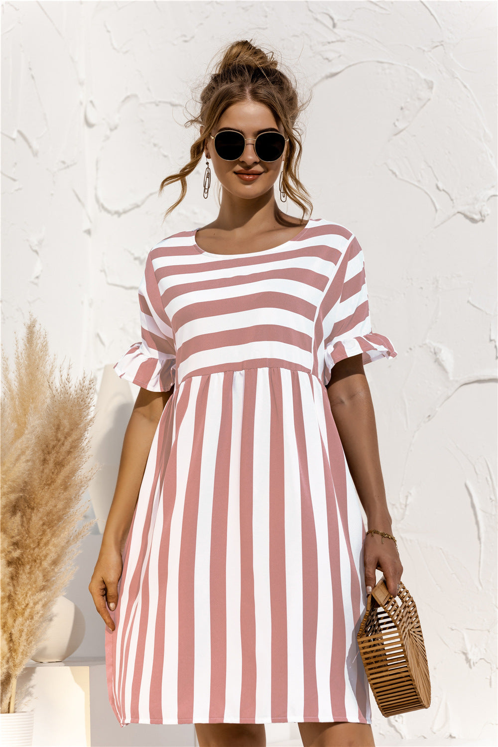 Casual Striped Short Sleeves Summer Daily Dresses