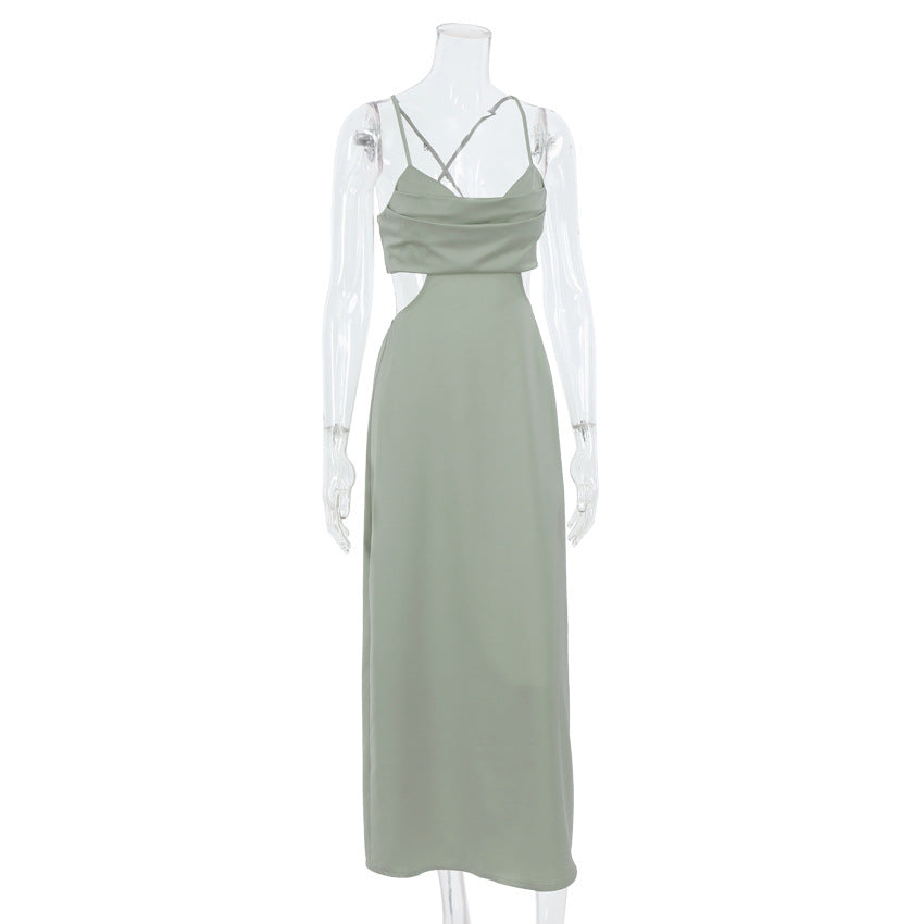 Sexy Satin Backless Long Sleeveless Party Dresses-Dresses-Free Shipping at meselling99