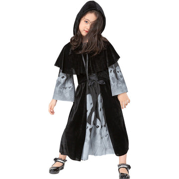 Girl's Halloween Cosplay Costume – Grim Reaper Robe Dress for Kids