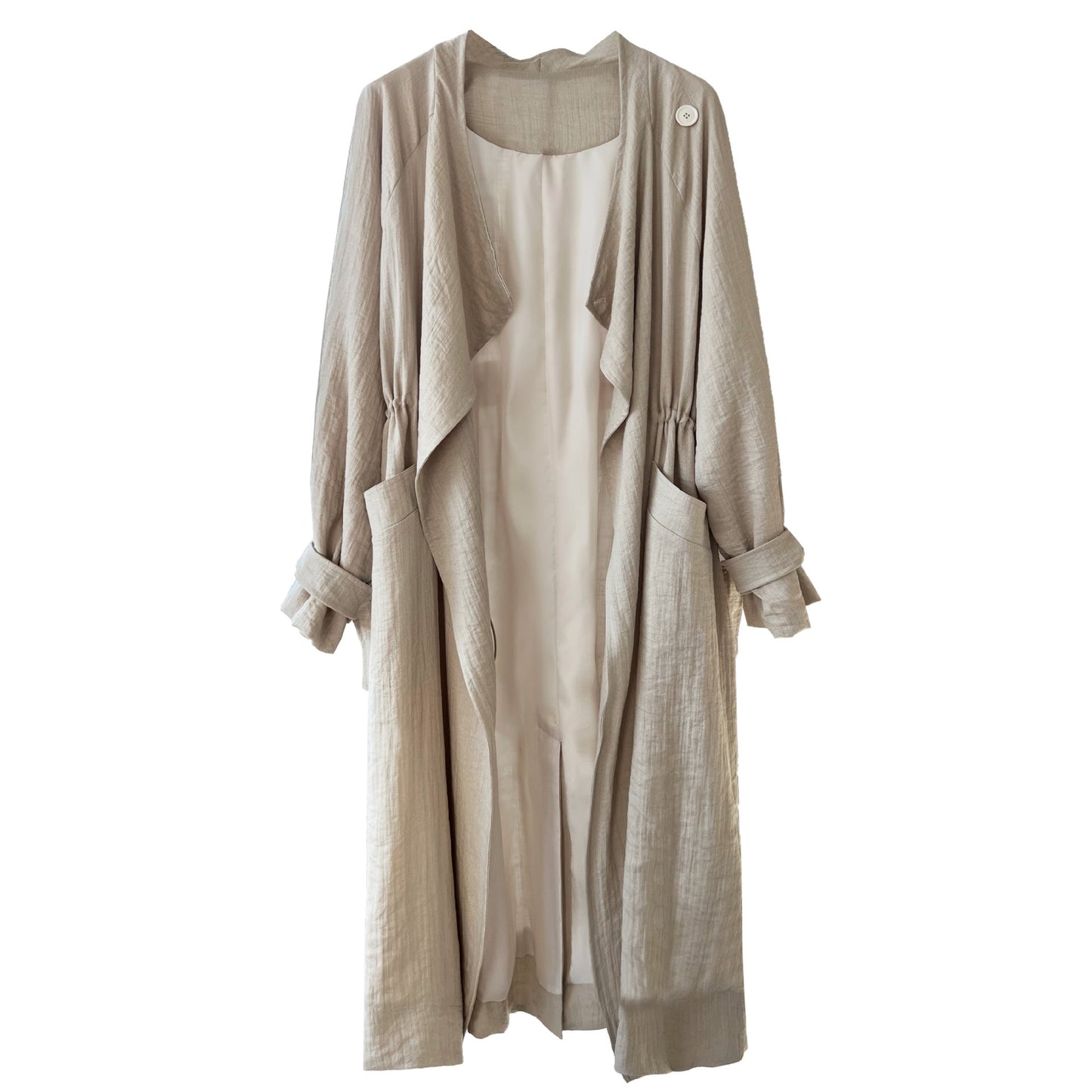 Women's Knee-Length Linen Trench Coat