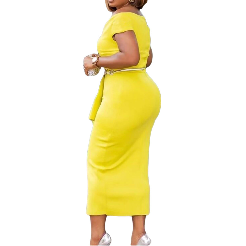 Fashion High Waist Plus Sizes Midi Party Dresses-Dresses-Free Shipping at meselling99