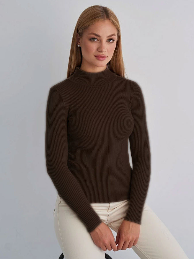 Sexy High Neck Knitted Sheath Shirts