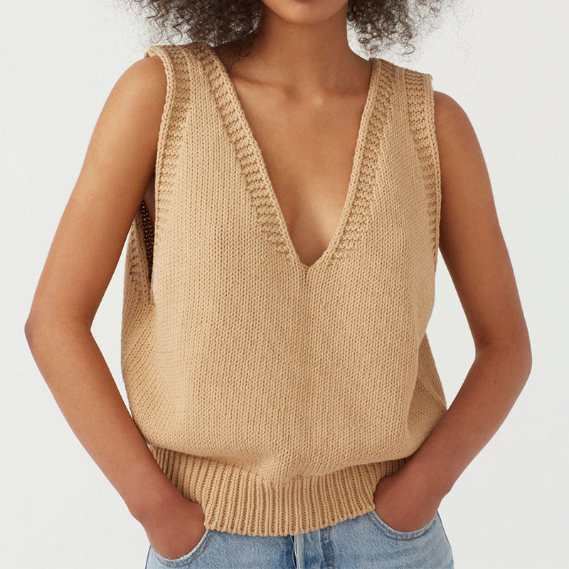 Sexy V Neck Sleeveless Knitted Vest