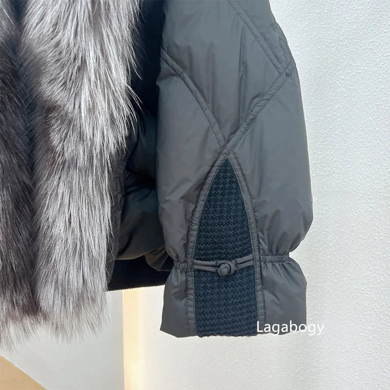 Winter Women Faux Fur Collar Short Down Coat