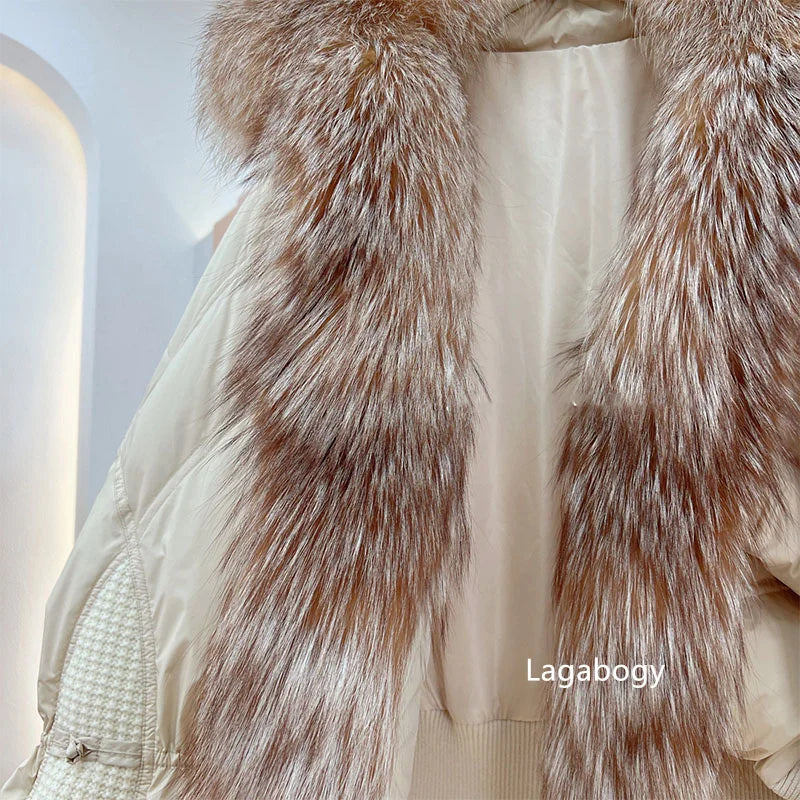 Winter Women Faux Fur Collar Short Down Coat