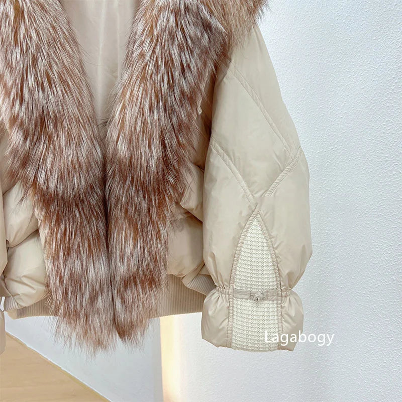 Winter Women Faux Fur Collar Short Down Coat