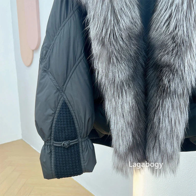 Winter Women Faux Fur Collar Short Down Coat