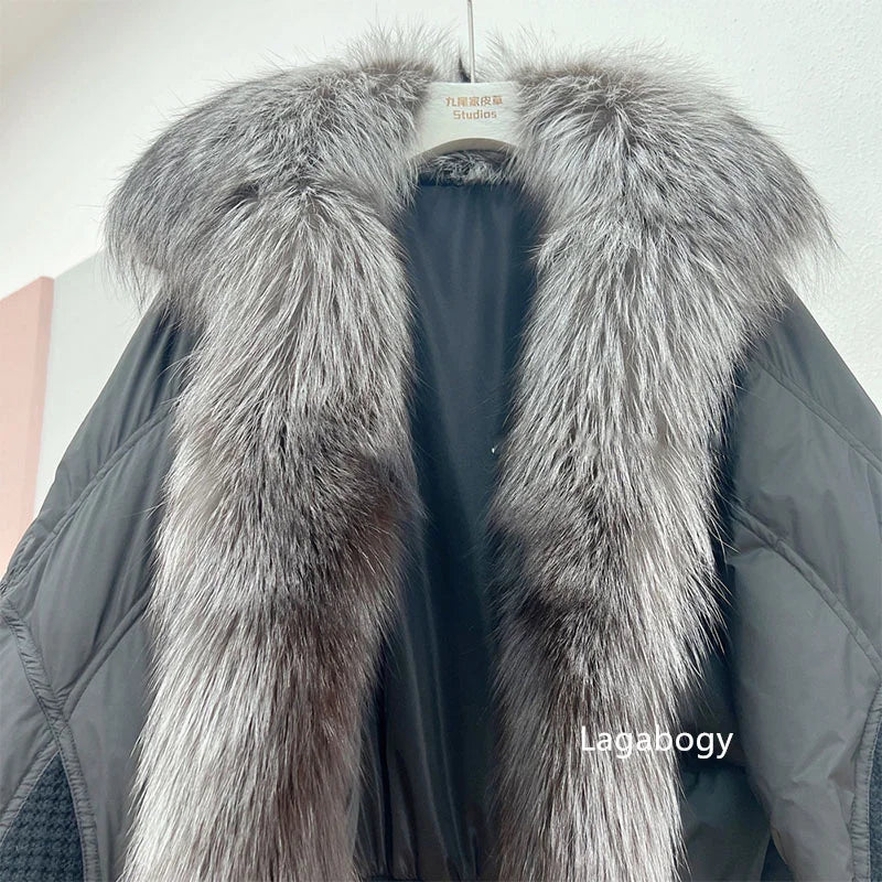 Winter Women Faux Fur Collar Short Down Coat