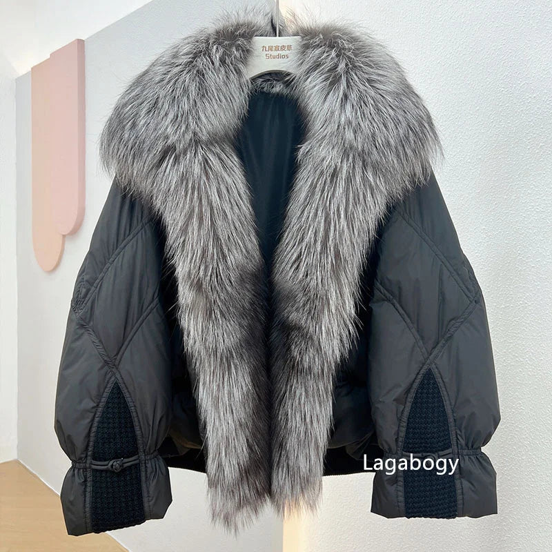 Winter Women Faux Fur Collar Short Down Coat